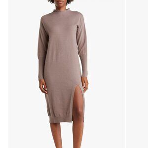 Stitchdrop High Neck Taupe Sweater Dress Size M